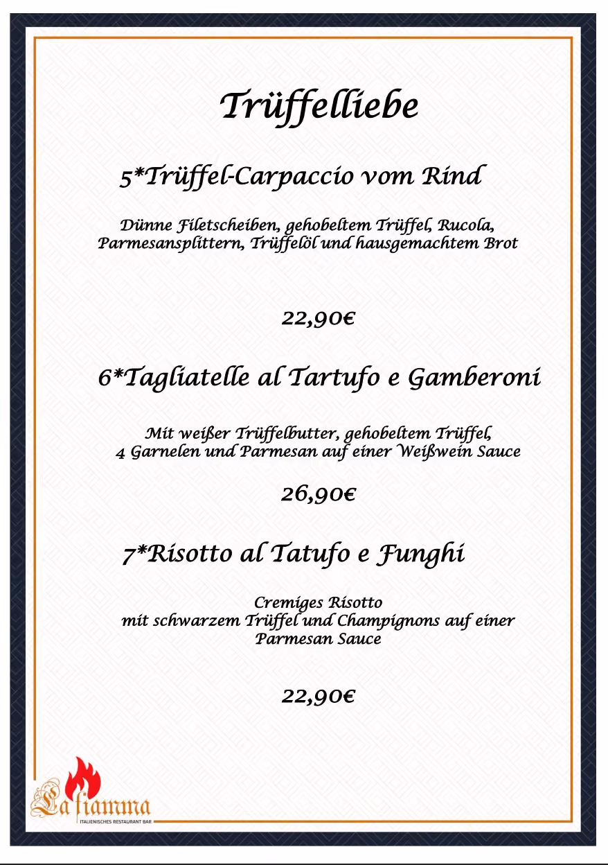 Trüffelkarte La Fiamma